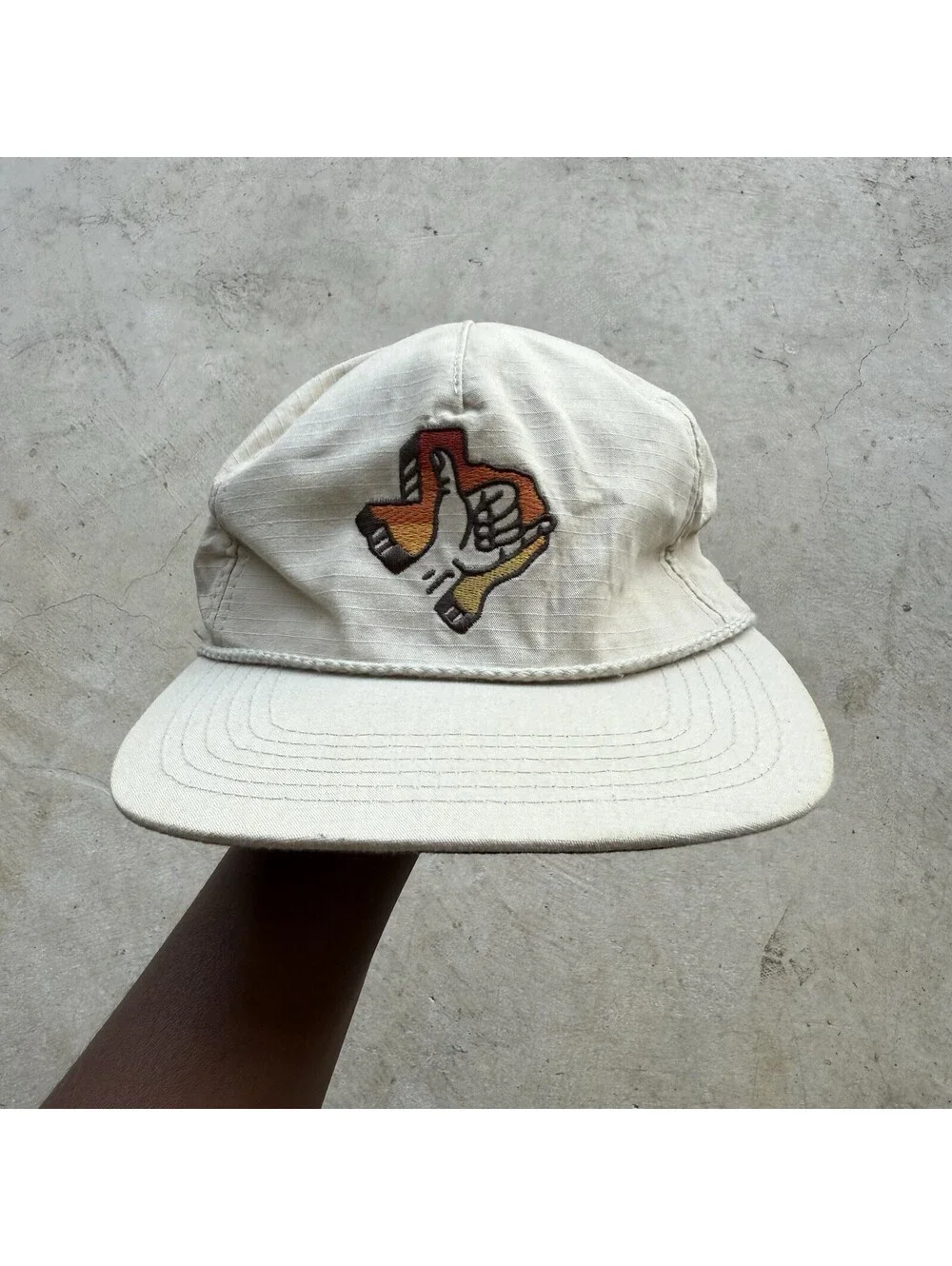 Howler Bros Hat Cap Snap Back Mens One Size Beige Texas Shaka Rope Graphic